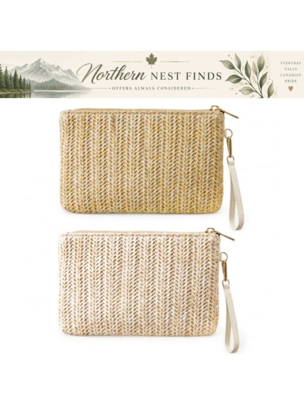 Straw Clutch Bag Set Wristlet Bohemian Summer Beach Purse